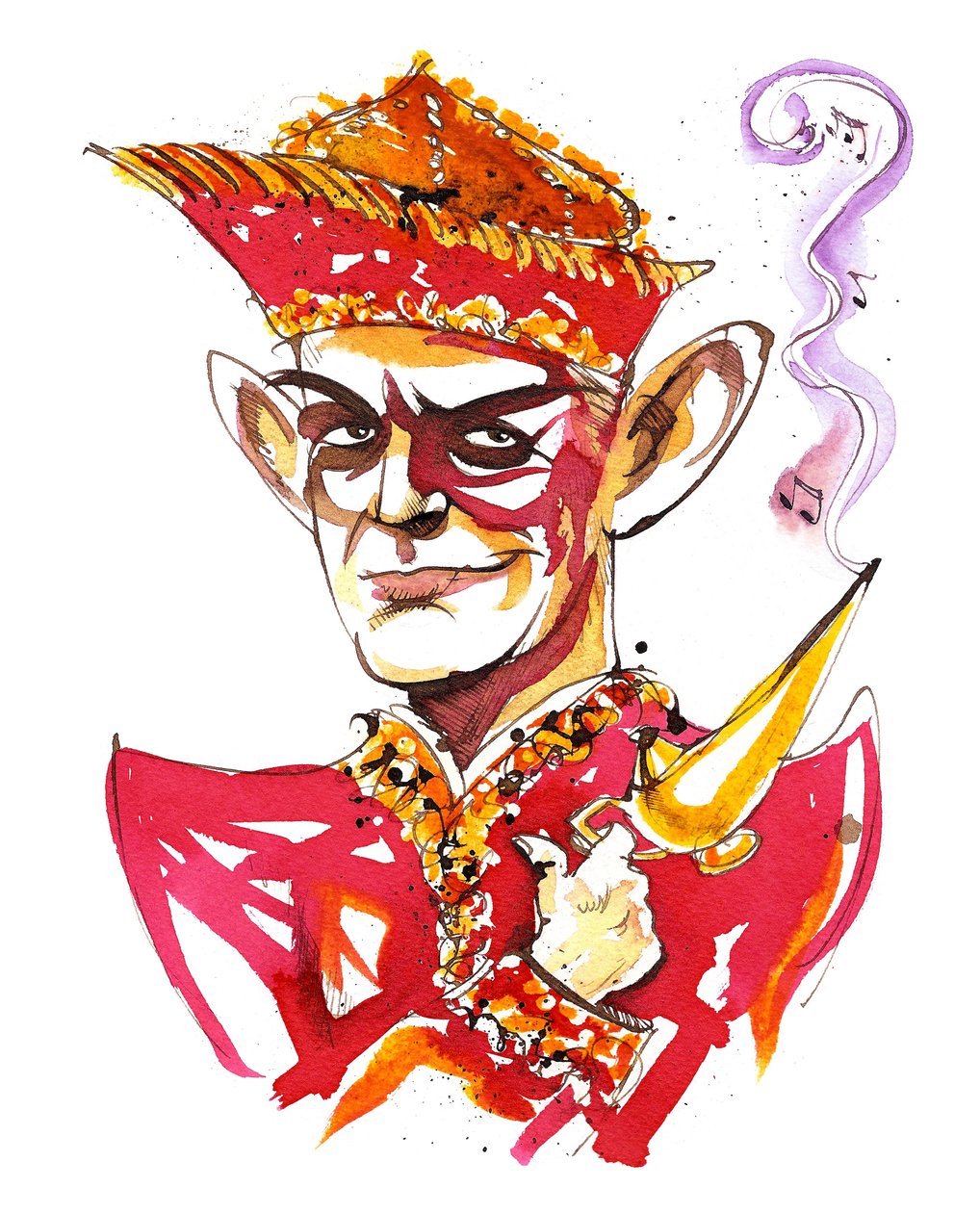 Carl Nielsen, karikeret som Aladdin af Neale Osborne