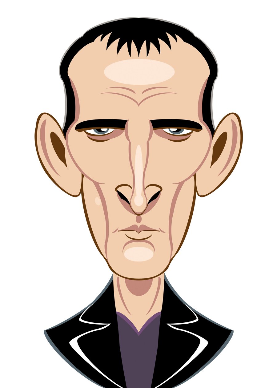 Christopher Eccleston som Doctor Who - karikatur af Neale Osborne