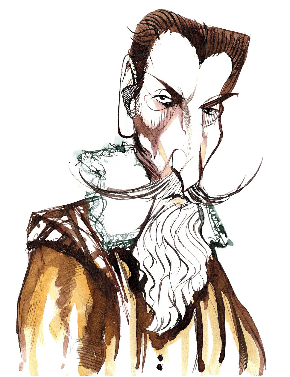 Claudio Monteverdi (1567 - 1643) italiensk komponist, gambist, sanger og romersk-katolsk præst, karikatur af Neale Osborne