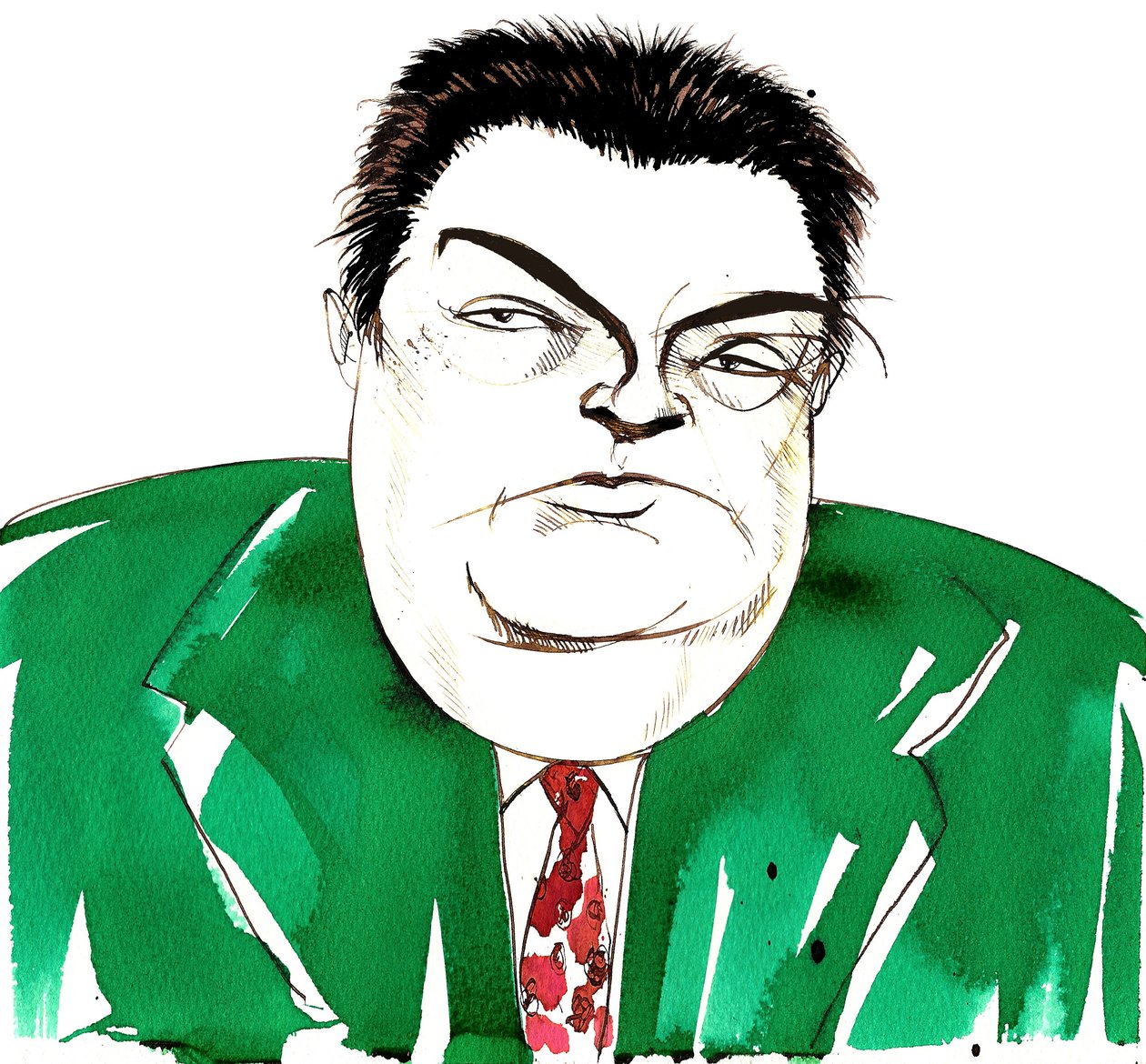 Darius Milhaud (1892 - 1974) fransk komponist, lærer og medlem af Les Six, karikatur af Neale Osborne