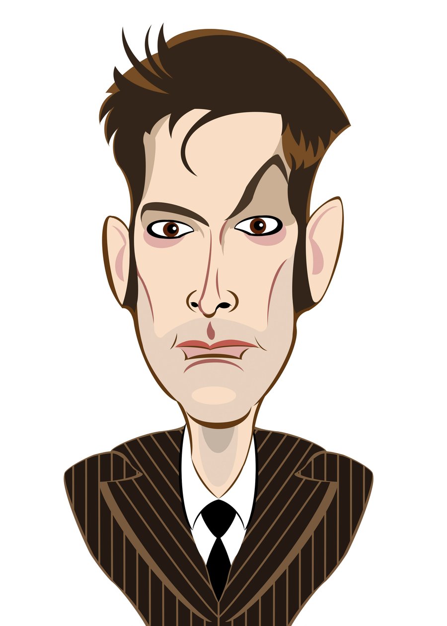 David Tennant som Doctor Who - karikatur af Neale Osborne