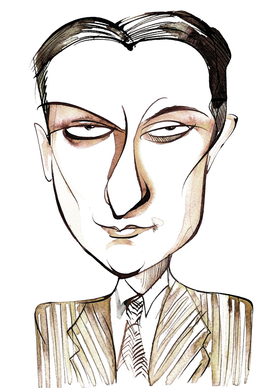 Dinu Lipatti, rumænsk pianist og komponist, (1917 - 1950), karikatur af Neale Osborne