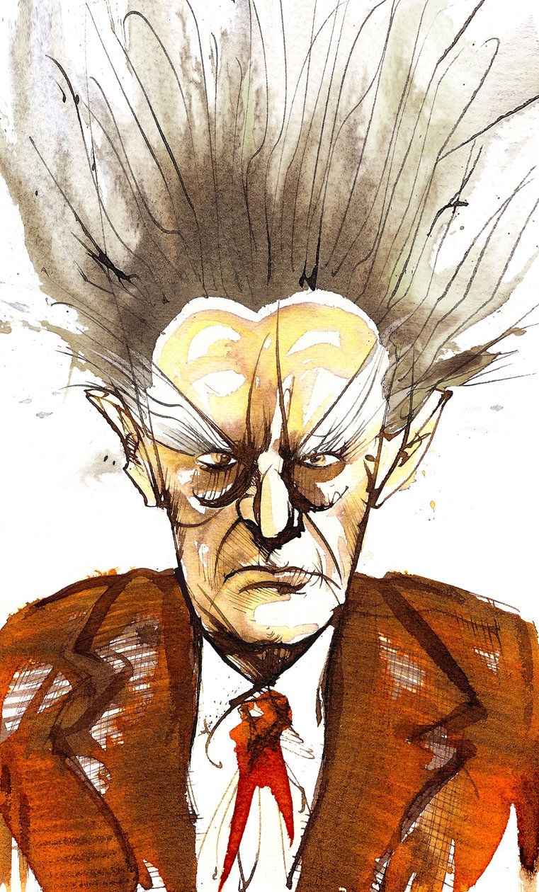 Edgard Varèse, amerikansk komponist af fransk oprindelse (1883-1965); karikatur af Neale Osborne
