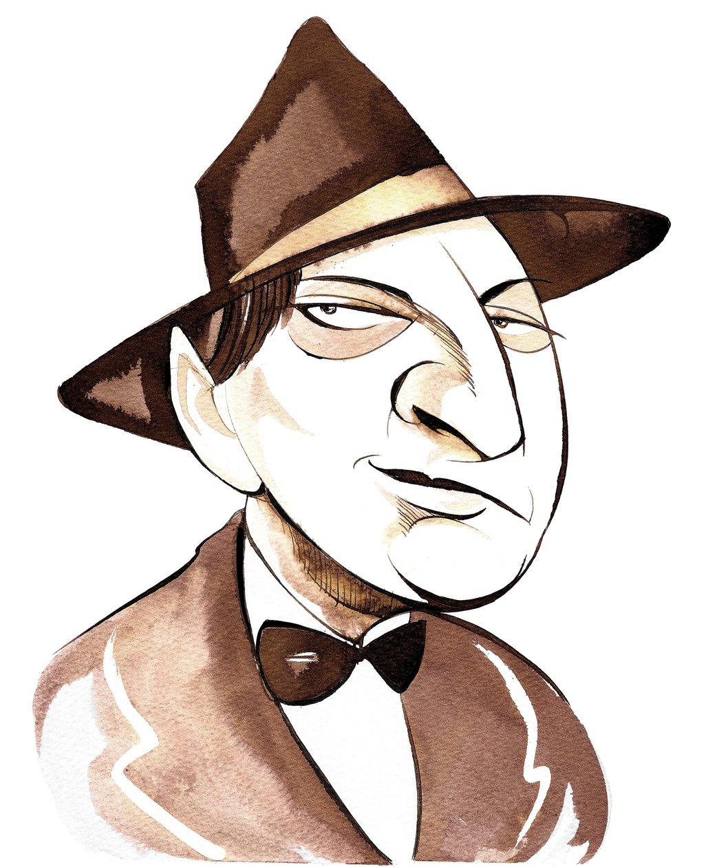 Erich Wolfgang Korngold, østrigsk-født komponist og dirigent, (1897 - 1957) karikatur af Neale Osborne