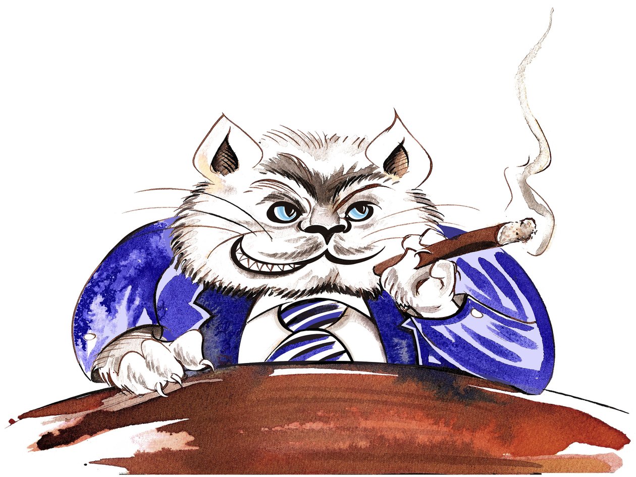 Fed kat - allegorisk illustration af finanskrise af Neale Osborne