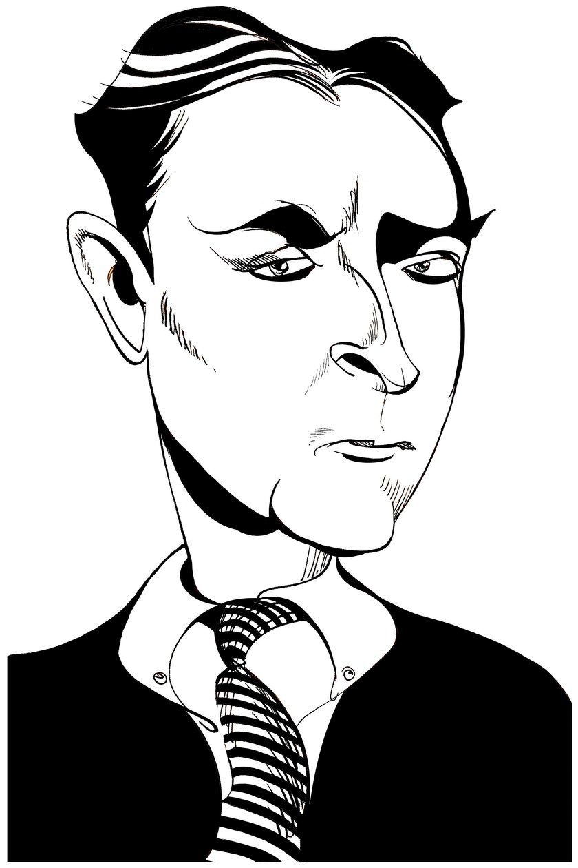 Francis Scott Fitzgerald - karikatur af amerikansk romanforfatter og novelleforfatter, 1896-1940 af Neale Osborne