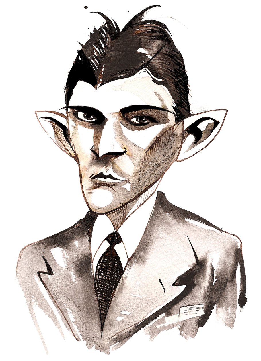 Franz Kafka (tjekkisk forfatter, 1883-1924) karikatur af Neale Osborne