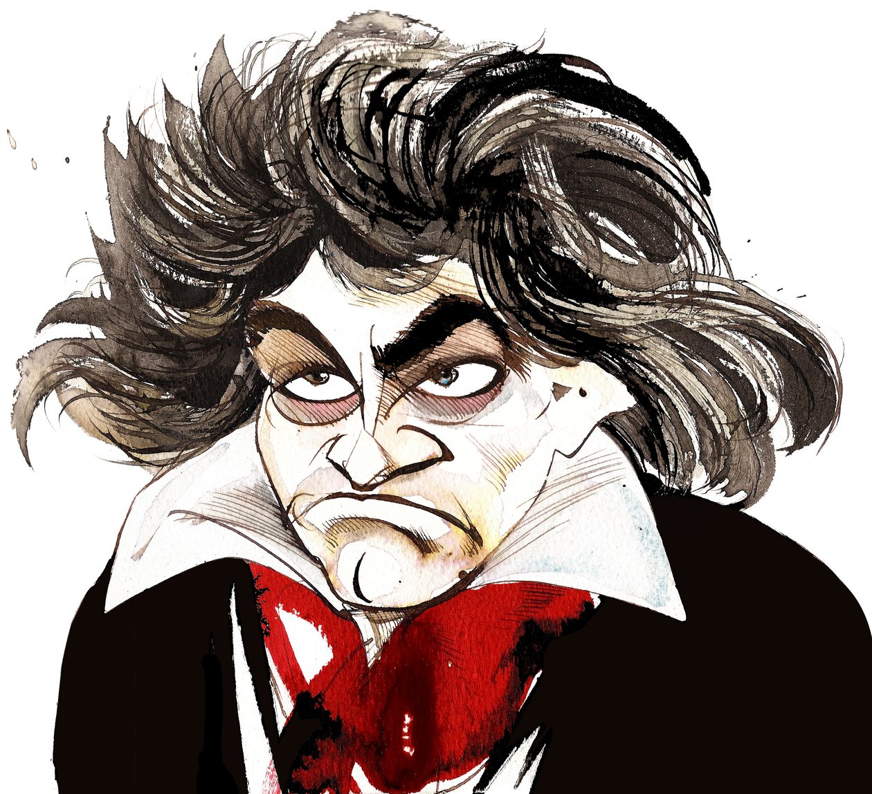 tysk komponist Ludwig van Beethoven (1770-1827); karikatur af Neale Osborne