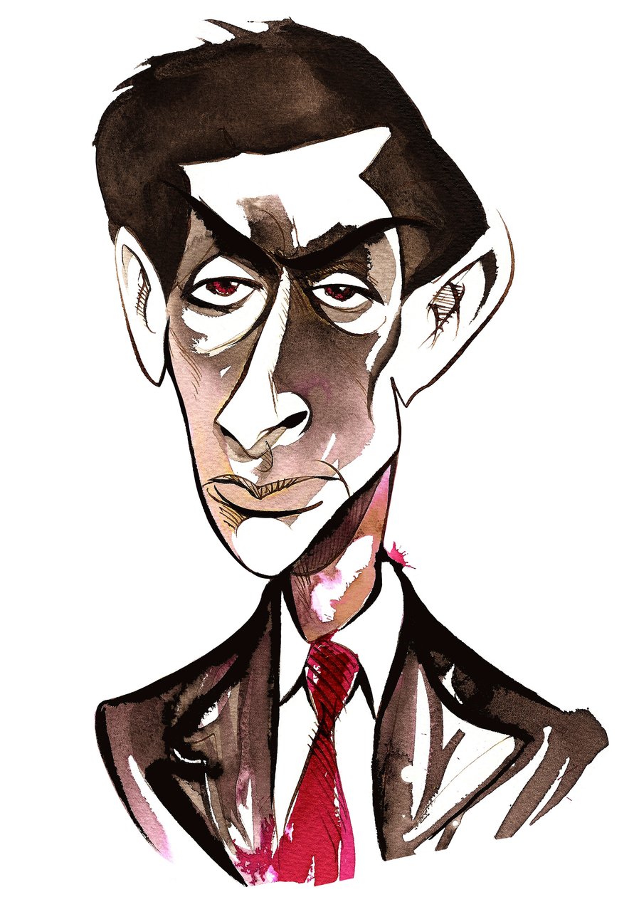 Hans Krasa - karikatur i farver af Neale Osborne