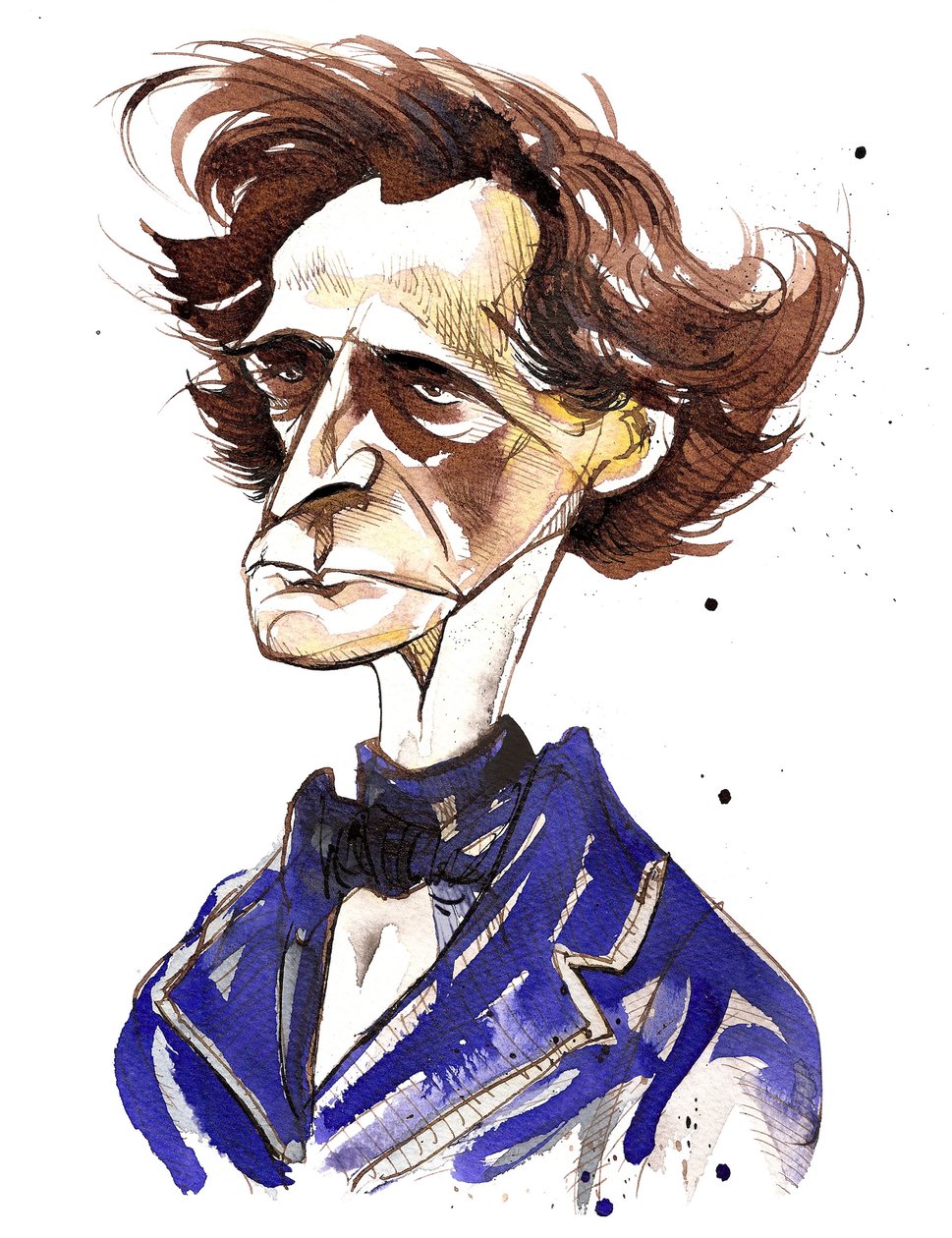 Hector Berlioz (fransk komponist, 1803-69) farvekarikatur af Neale Osborne