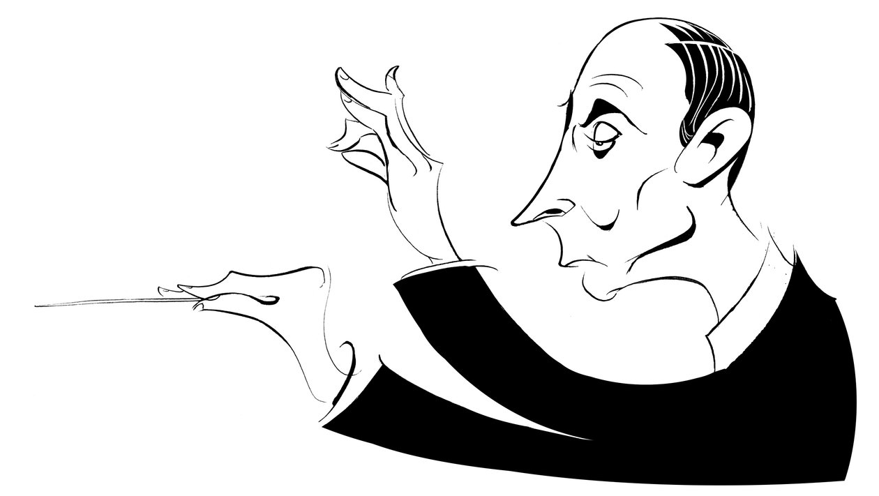 Igor Markevitch - sort og hvid karikatur af Neale Osborne