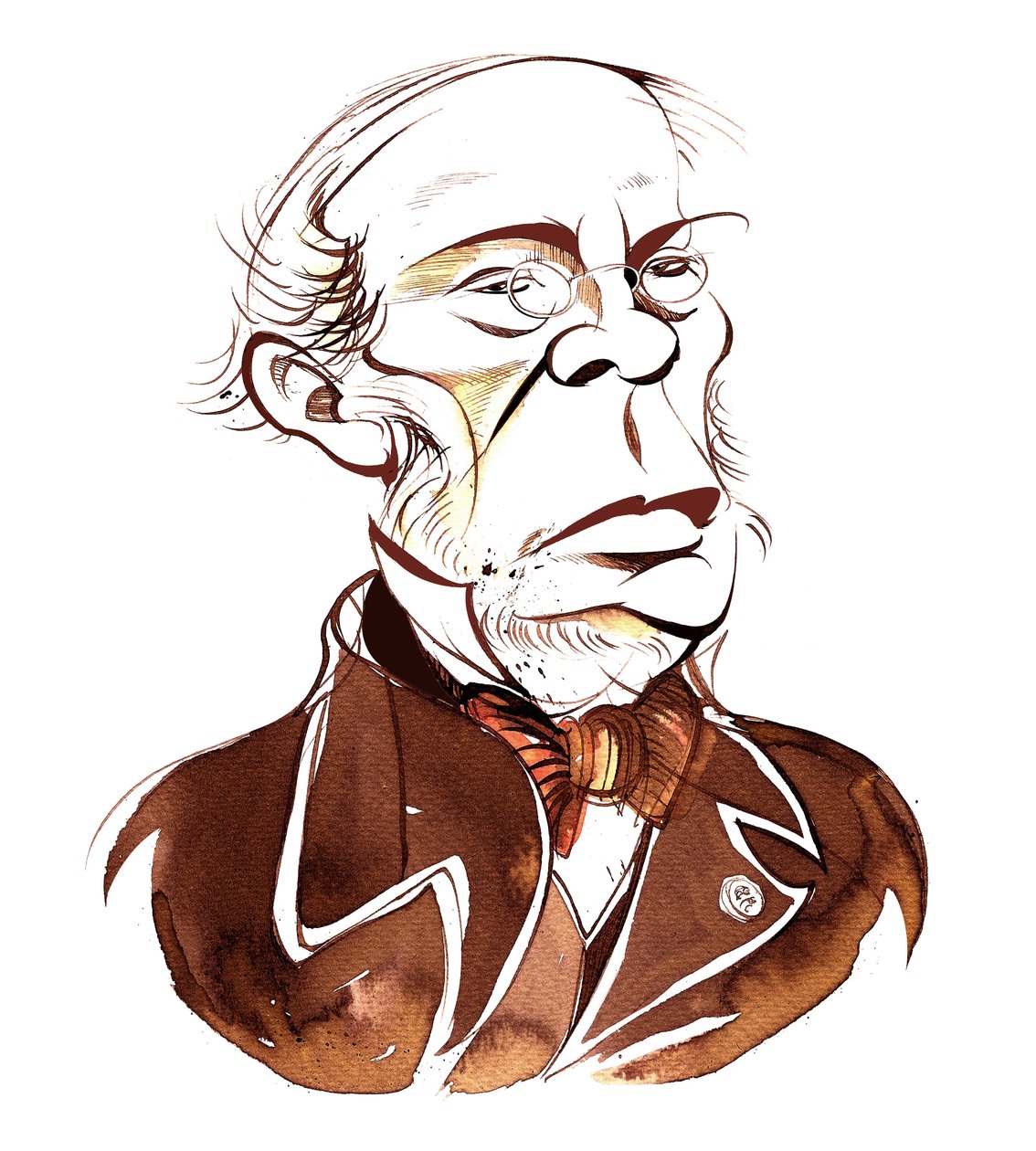 Jacques Fromental Halévy - sepia karikatur af Neale Osborne