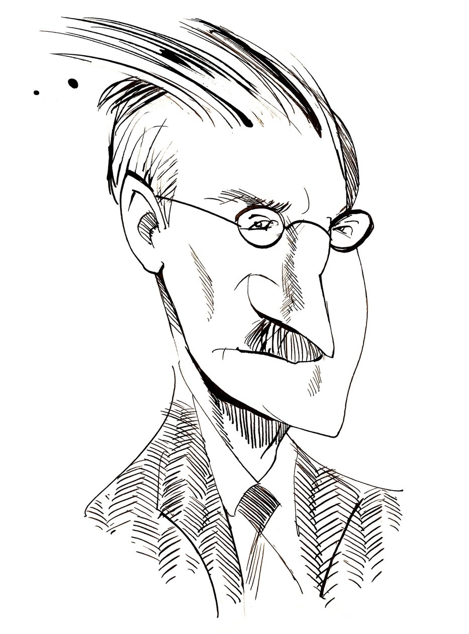 James Joyce - karikatur af irsk forfatter (1882-1941) af Neale Osborne