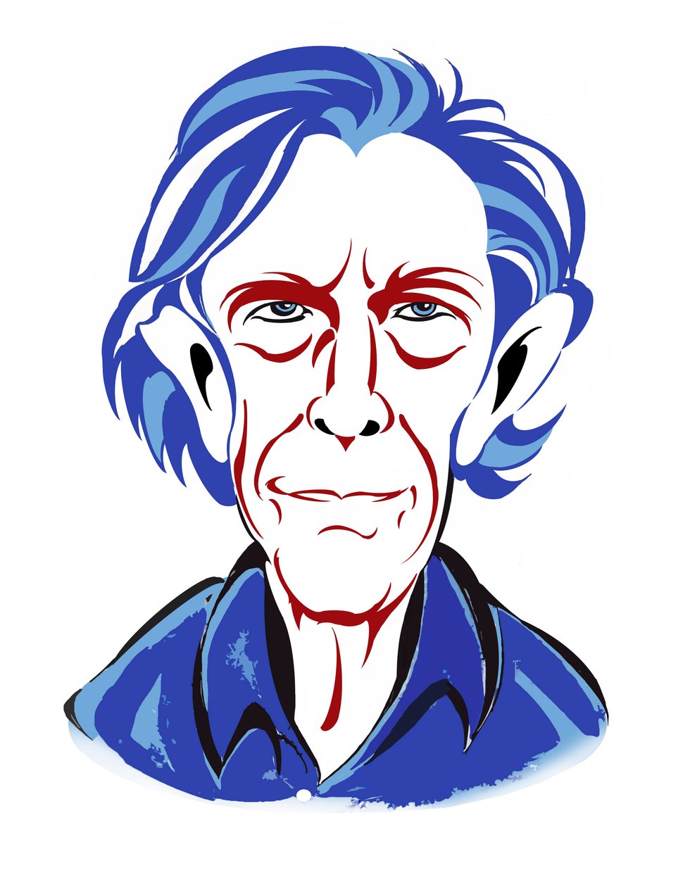 John Cage - farvekarikatur af Neale Osborne