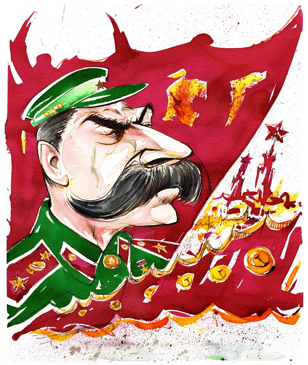 Joseph Stalin - farvekarikatur af Neale Osborne