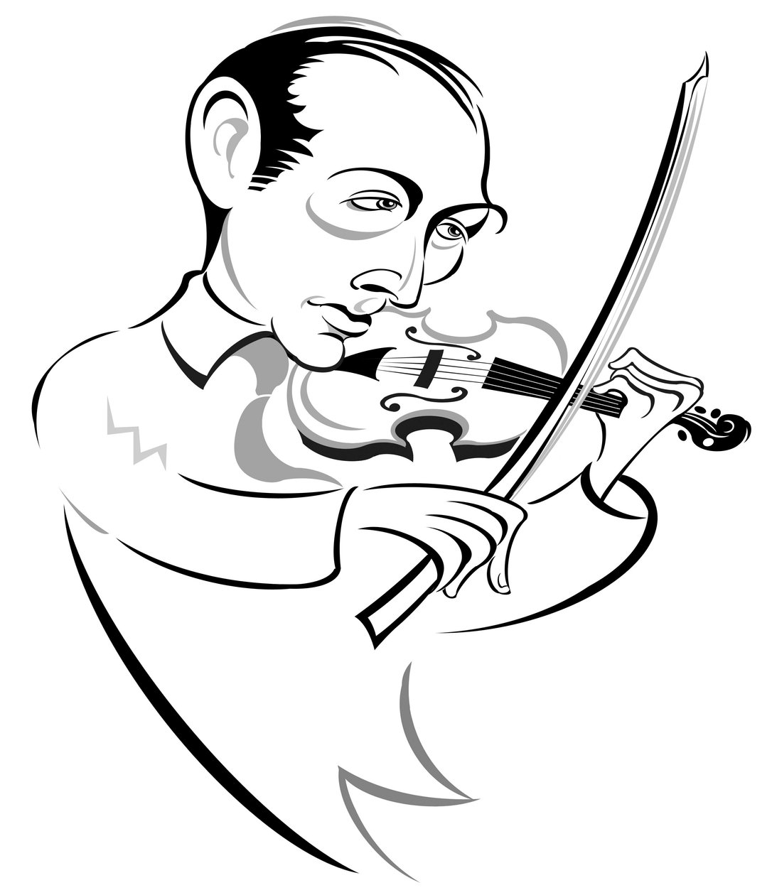Joseph Szigeti - ungarsk violinist (1892-1973); stiliseret karikatur af Neale Osborne