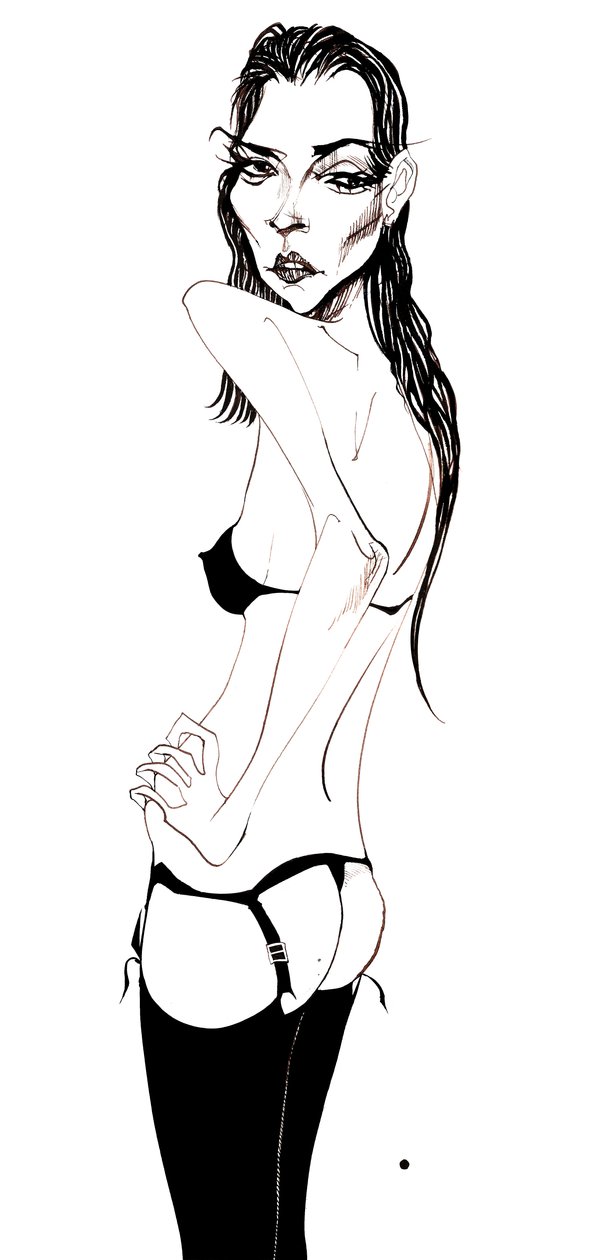 Kate Moss - karikatur af engelsk fotomodel, født 1974 af Neale Osborne