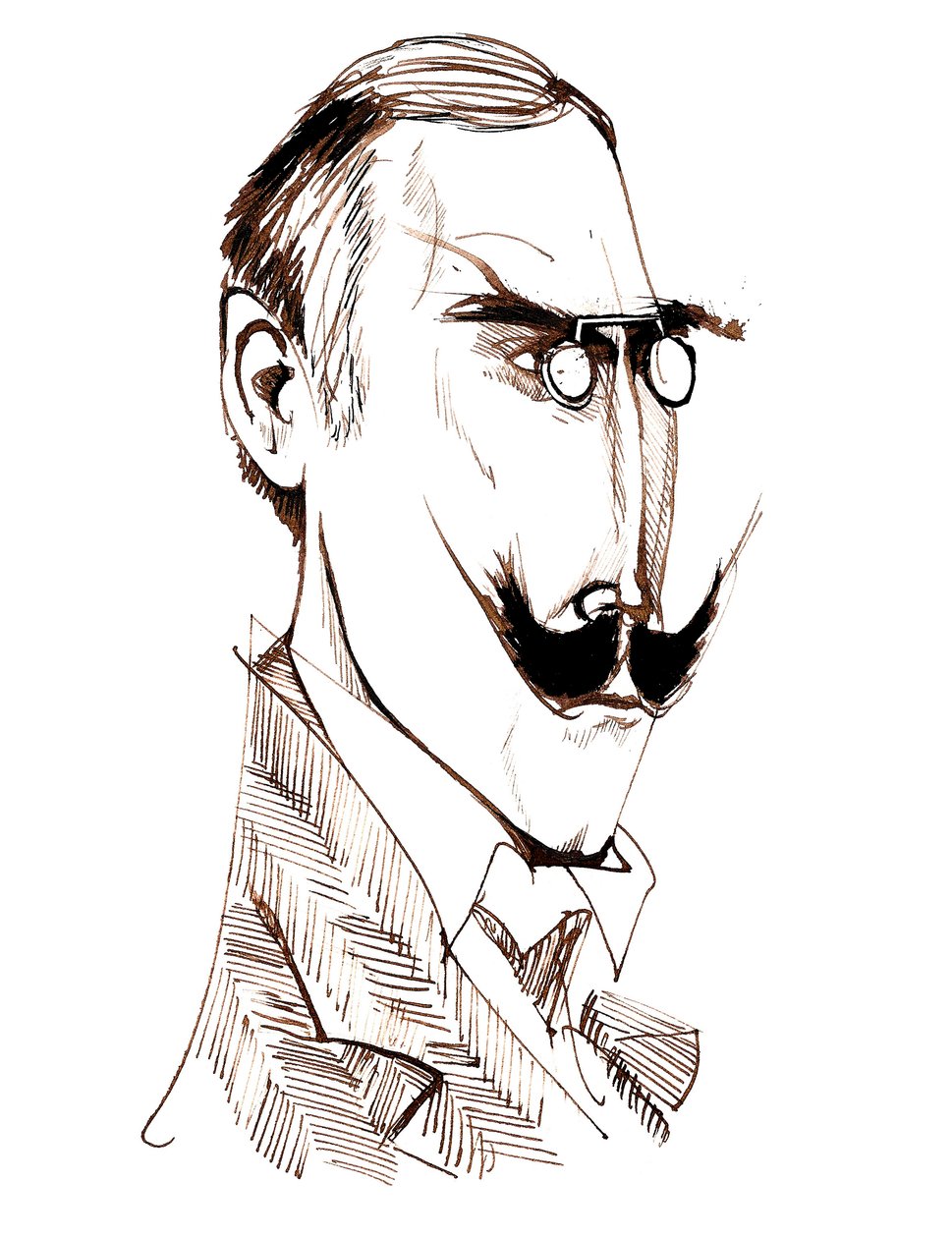 Knut Hamsun - karikatur af Neale Osborne