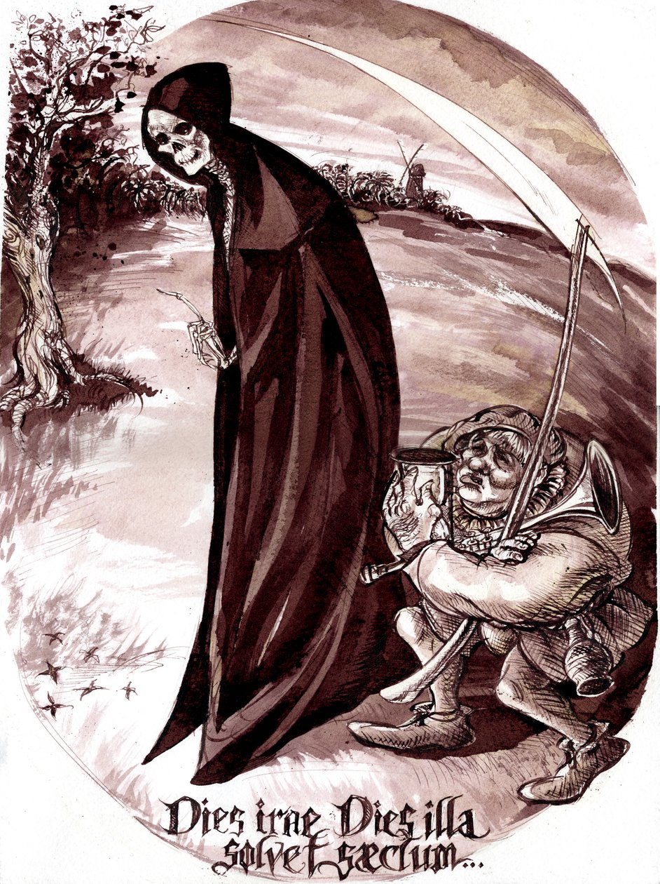 Le Grand Macabre - illustration af figurerne Nekrotzar og Piet the Pot fra operaen fra 1977 af Gyorgy Ligeti af Neale Osborne