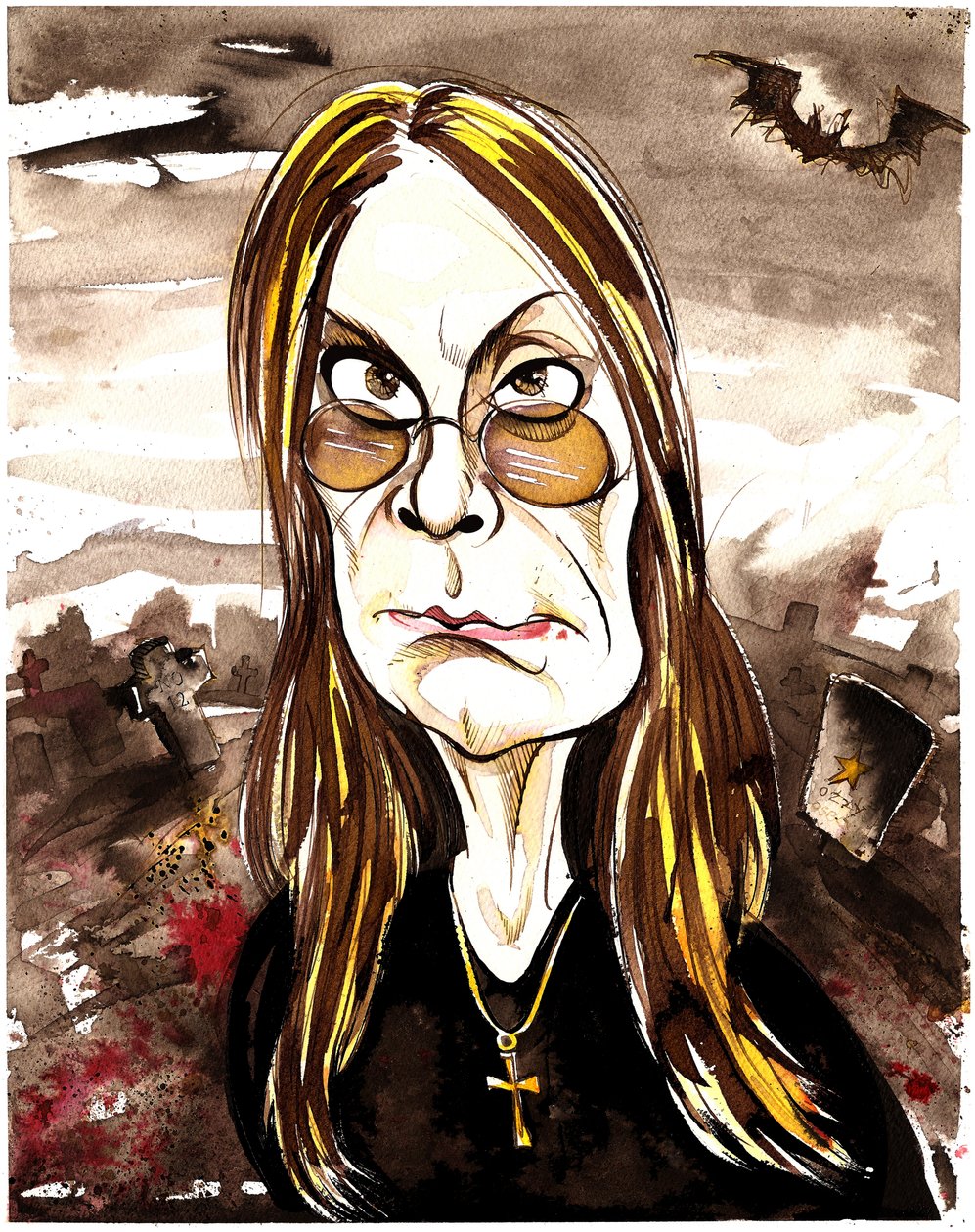 Ozzy Osbourne - farvekarikatur af Neale Osborne