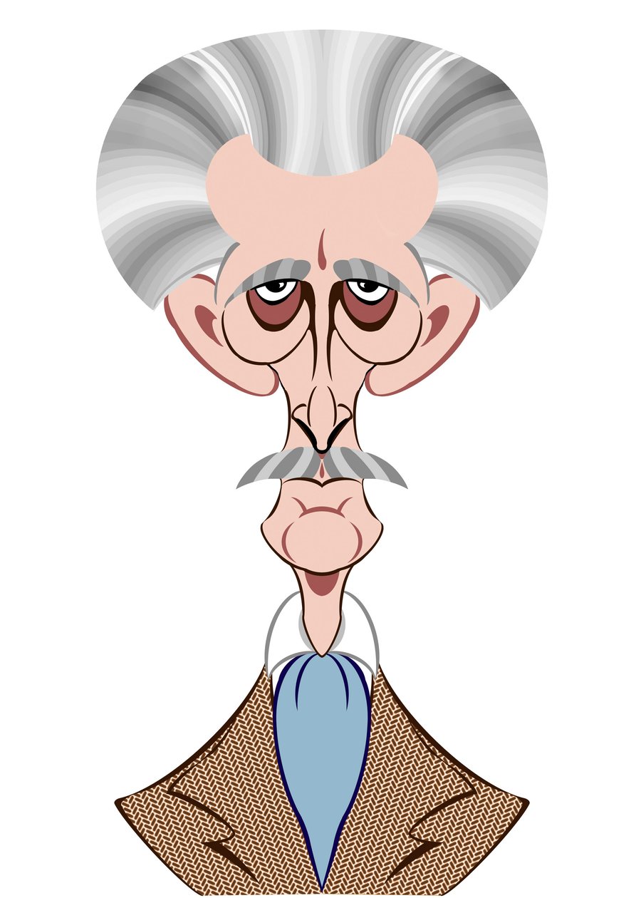 Peter Cushing som Doctor Who - karikatur af Neale Osborne