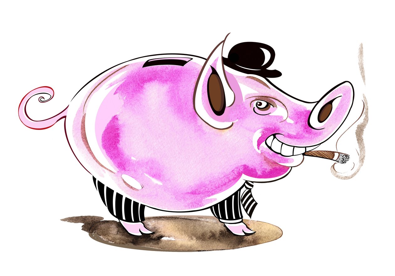Spargris - allegorisk illustration af finanskrise af Neale Osborne