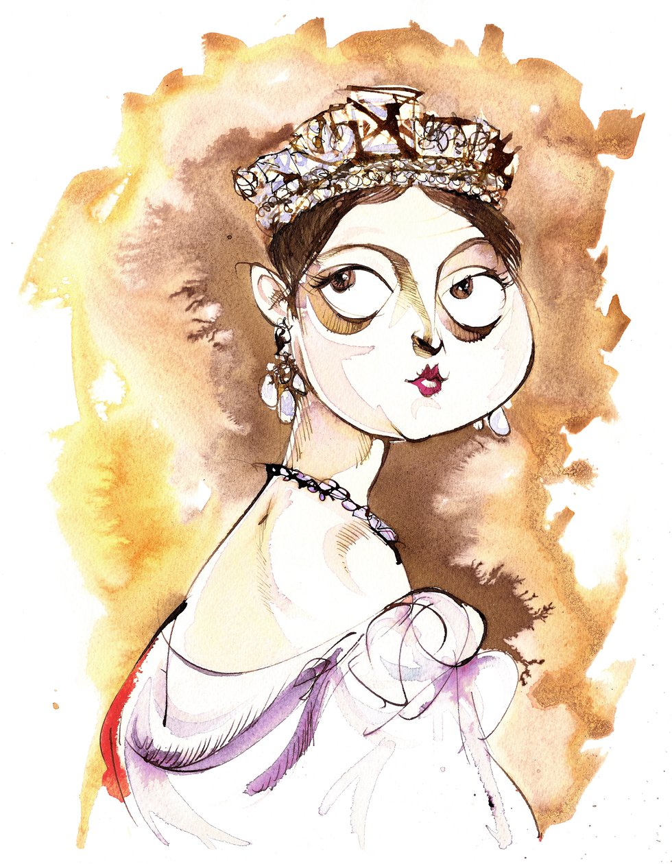 Dronning Victoria af Storbritannien engelsk monark (1819-1901); karikatur (efter et maleri af Thomas Sully fra 1838) af Neale Osborne