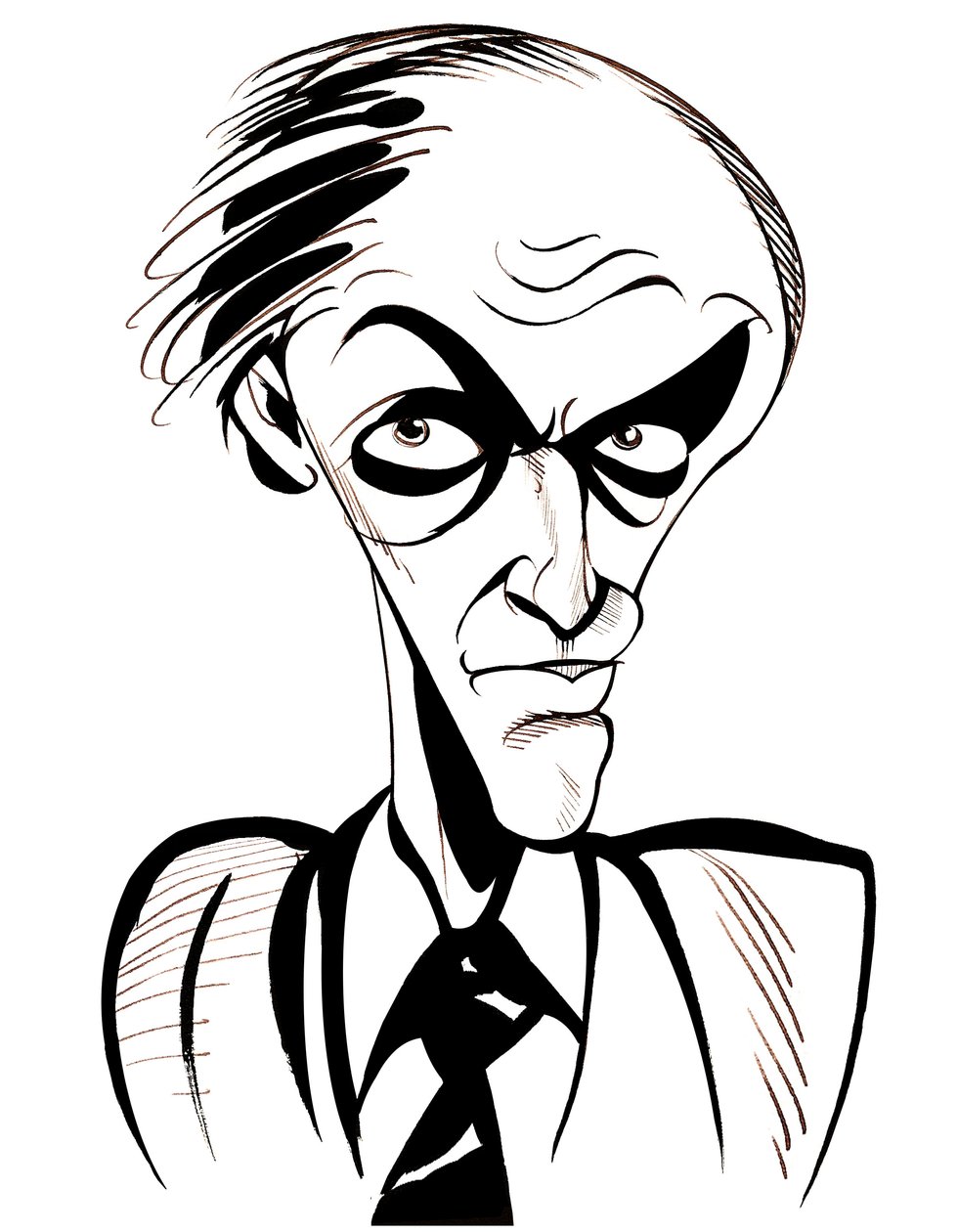 Roald Dahl - sort/hvid karikatur af Neale Osborne