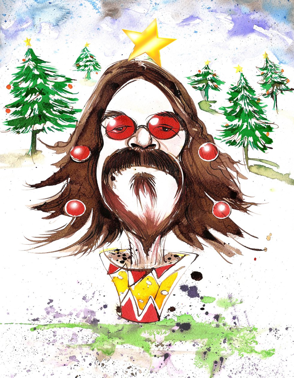 Roy Wood - karikatur af Neale Osborne