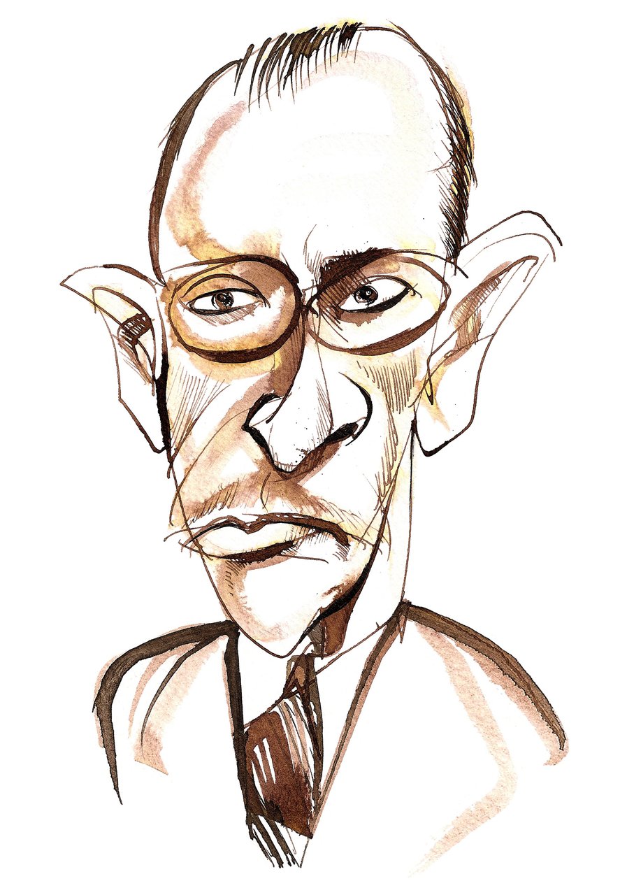 Den russiskfødte komponist og dirigent Igor Stravinskij (1882-1971); karikatur af Neale Osborne