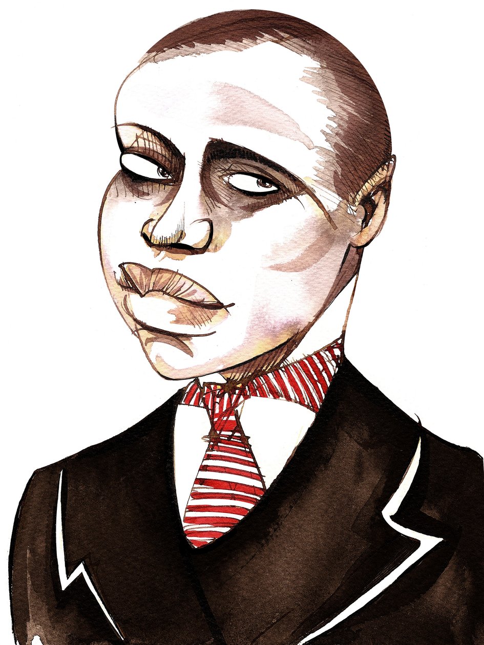 Scott Joplin, amerikansk komponist, pianist og forfatter af ragtimemusik, (1868 - 1917), karikatur af Neale Osborne