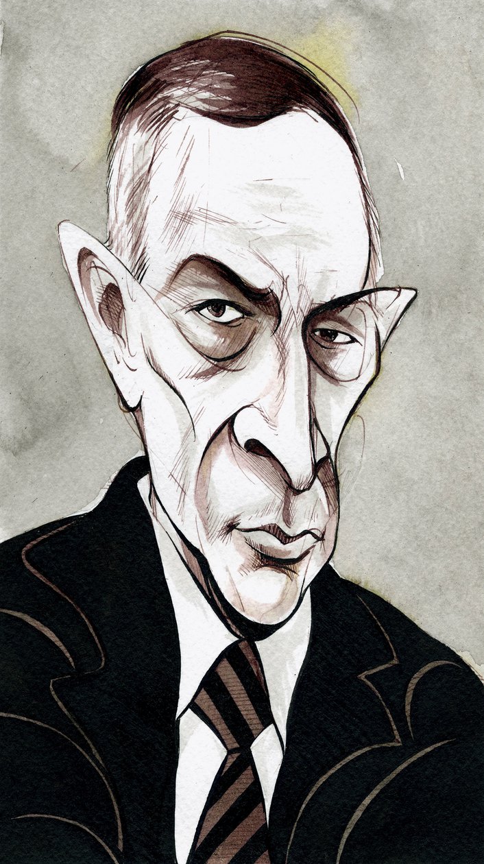 Sergei Rachmaninov - karikatur af den russiske komponist af Neale Osborne