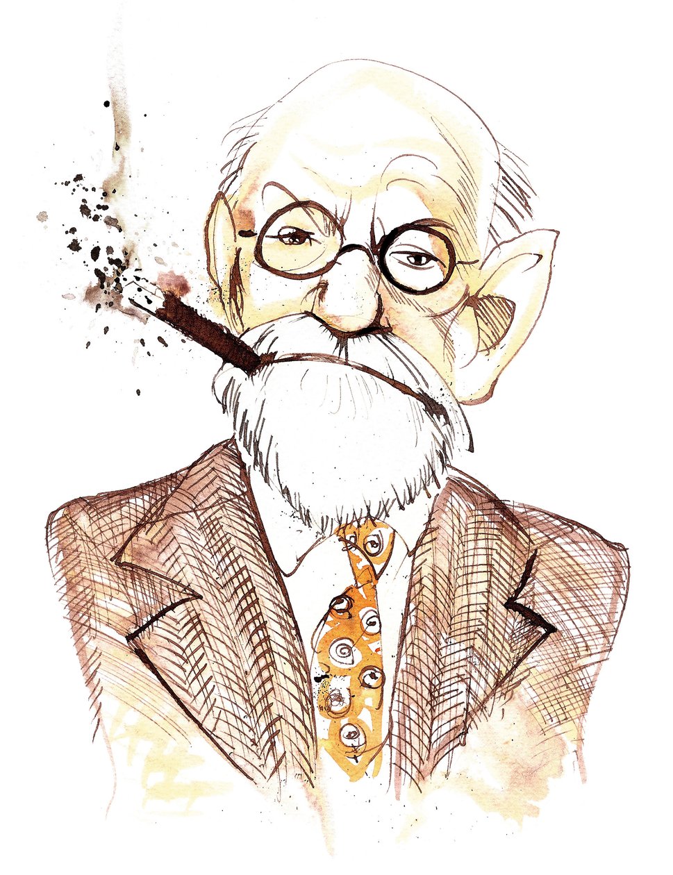 Sigmund Freud Østrigsk neurolog og psykoterapeut af tjekkisk fødsel (1856-1939); karikatur af Neale Osborne