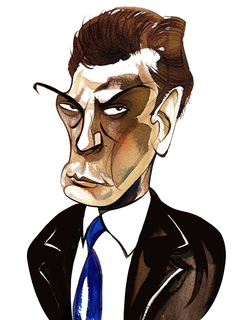 Sir Andrzej Panufnik - karikatur i farver af Neale Osborne