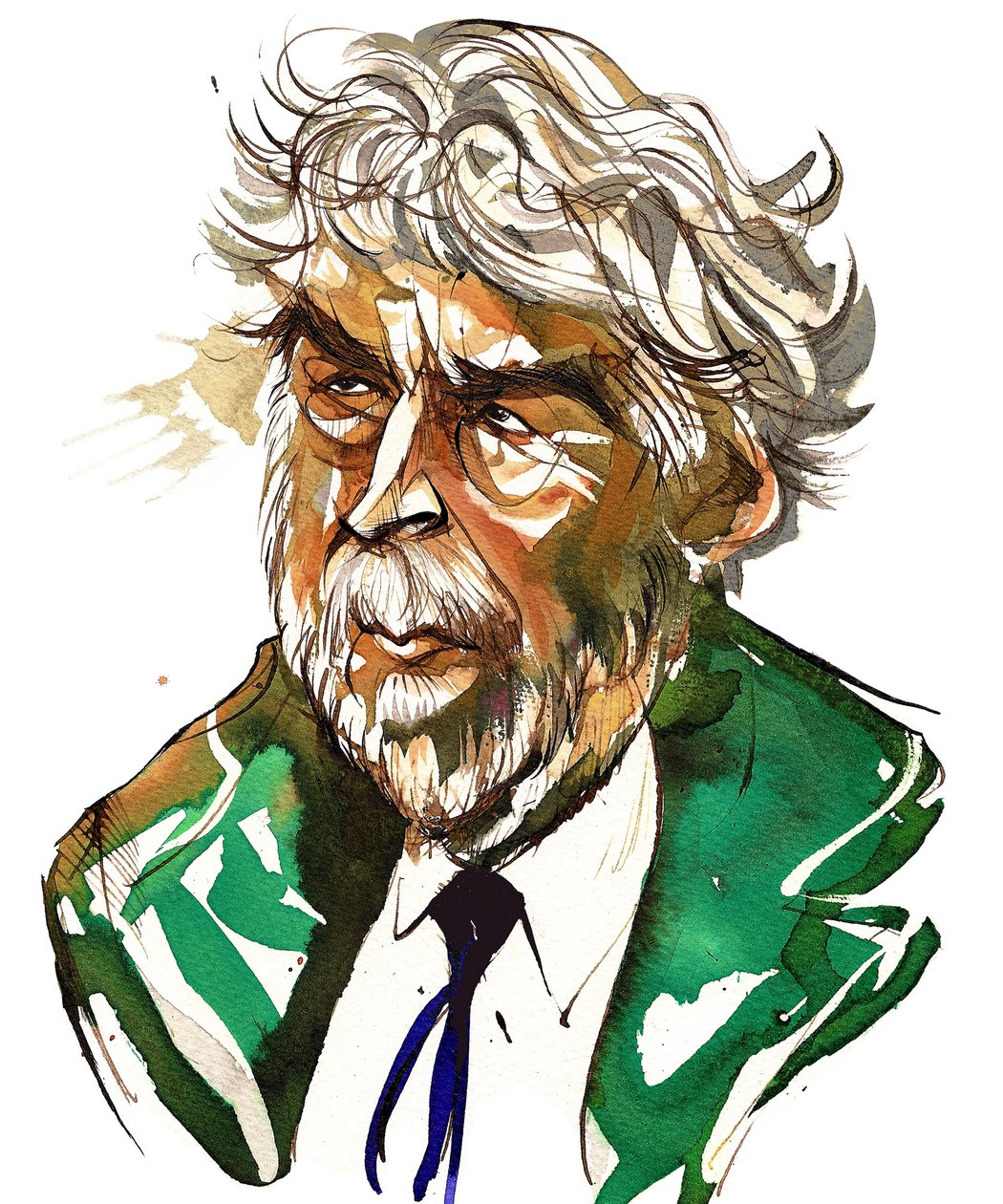 Sir Harrison Birtwistle - farvekarikatur af Neale Osborne