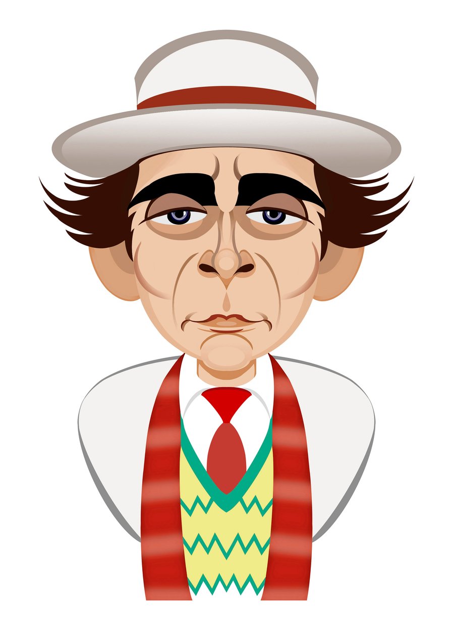 Sylvester McCoy som Doctor Who - karikatur af Neale Osborne