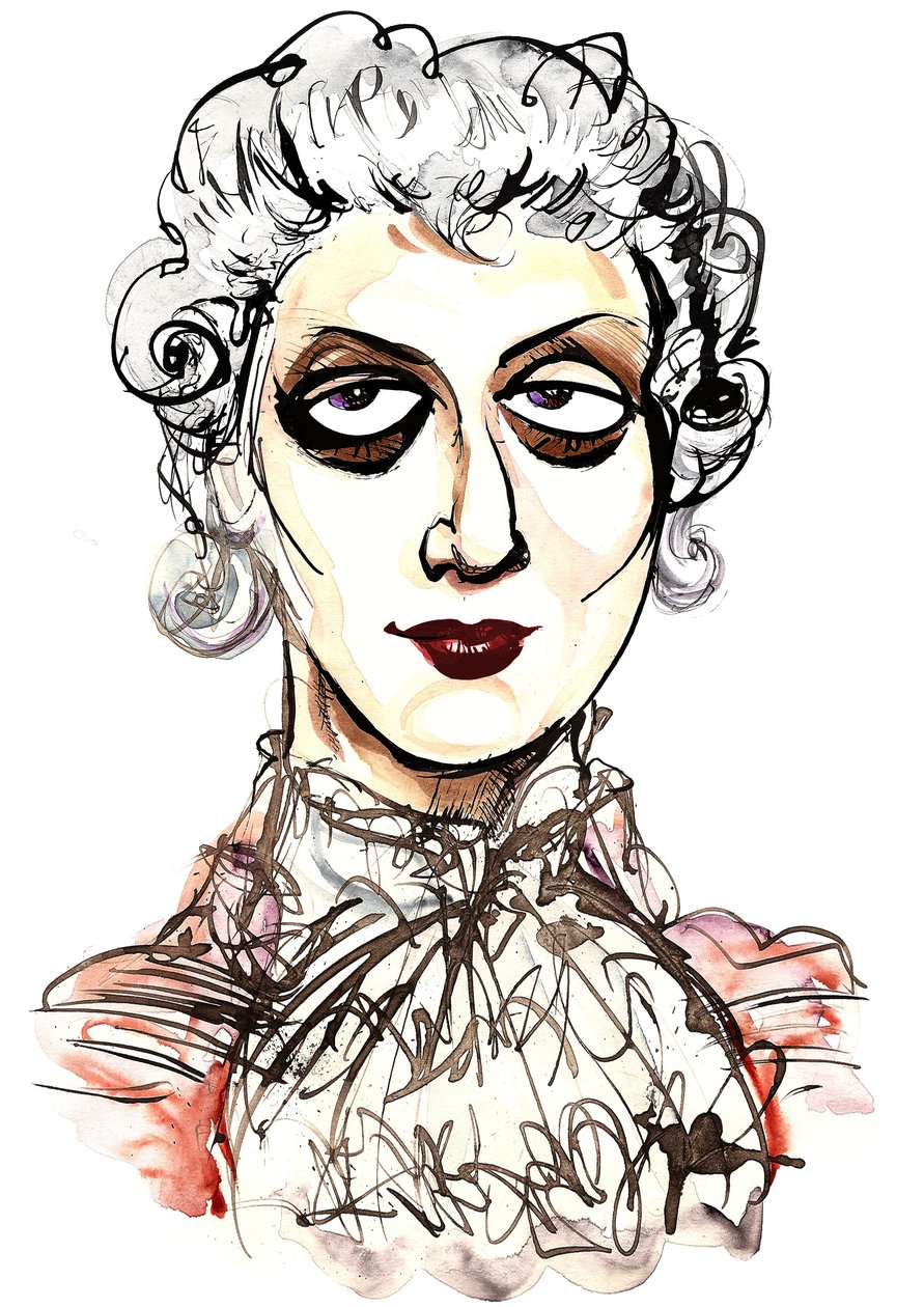 Tatiana Troyanos - farvekarikatur som Octavian fra operaen Der Rosenkavalier fra 1911 af Richard Strauss (tysk komponist, 1864-1949); libretto af Hugo von Hofmannsthal (østrigsk forfatter og dramatiker af Neale Osborne