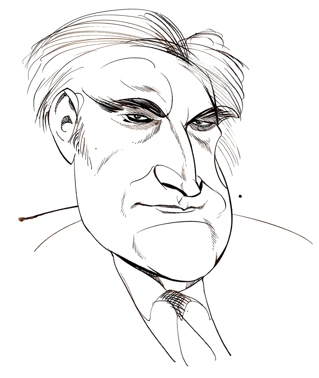 Ted Hughes - karikatur af engelsk digterpristager, 1930 - 1998 af Neale Osborne