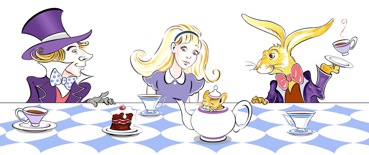 The Mad Hatters Tea Party - illustration til Lewis Carrolls Alices Adventures in Wonderland (1865), 2005 af Neale Osborne