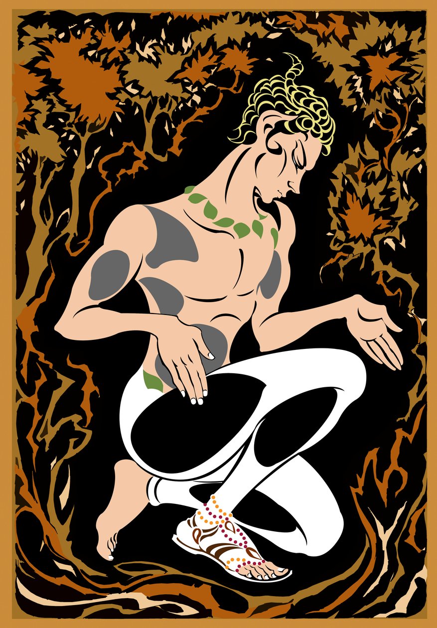 Vaslav Nijinsky, som faunen i LApres-midi dun faune af Debussy, russisk danser og koreograf (1890-1950), farveplakatversion af ovenstående, 2004 af Neale Osborne af Neale Osborne