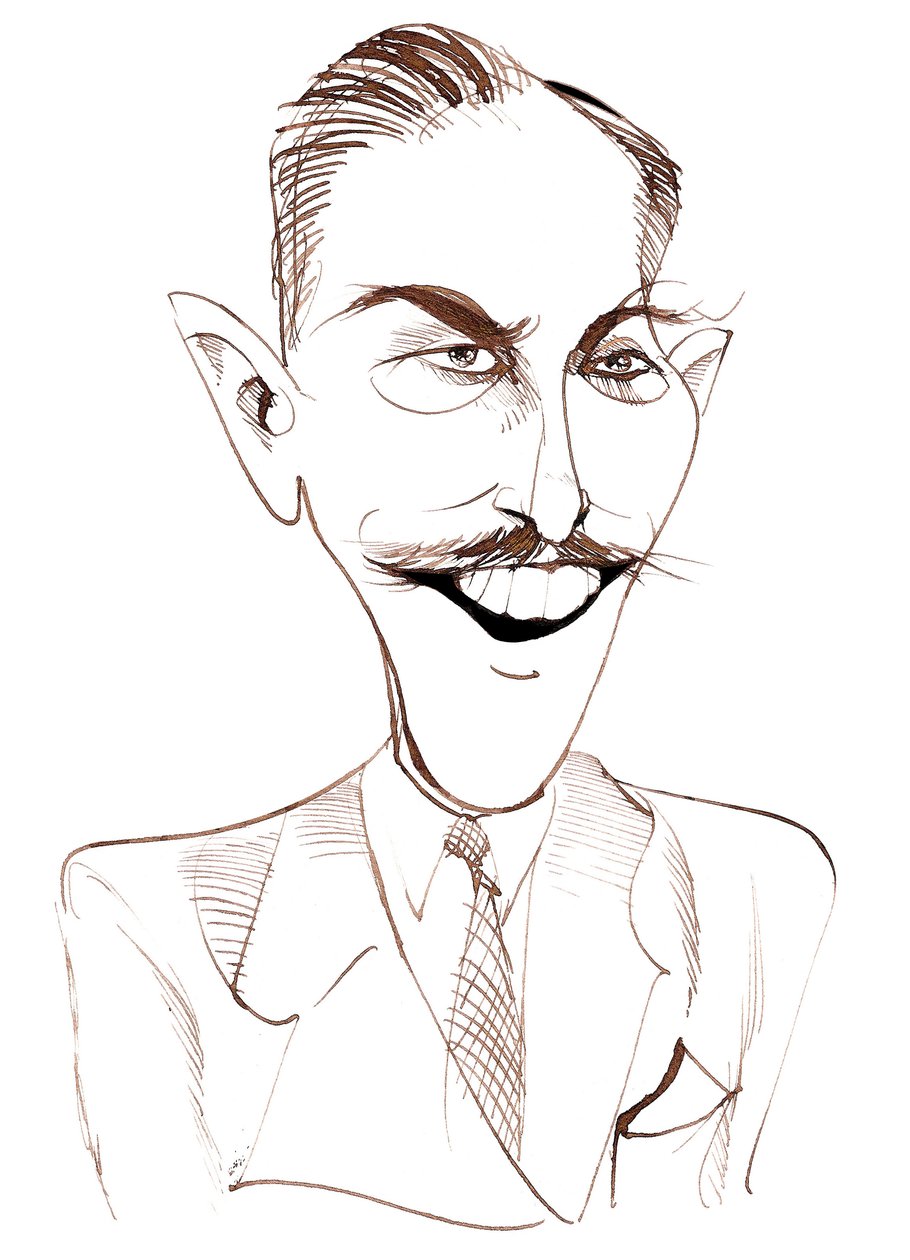 Walt Disney, amerikansk filmproducent, forretningsmagnat, tegneserieskaber og animator; karikatur af Neale Osborne