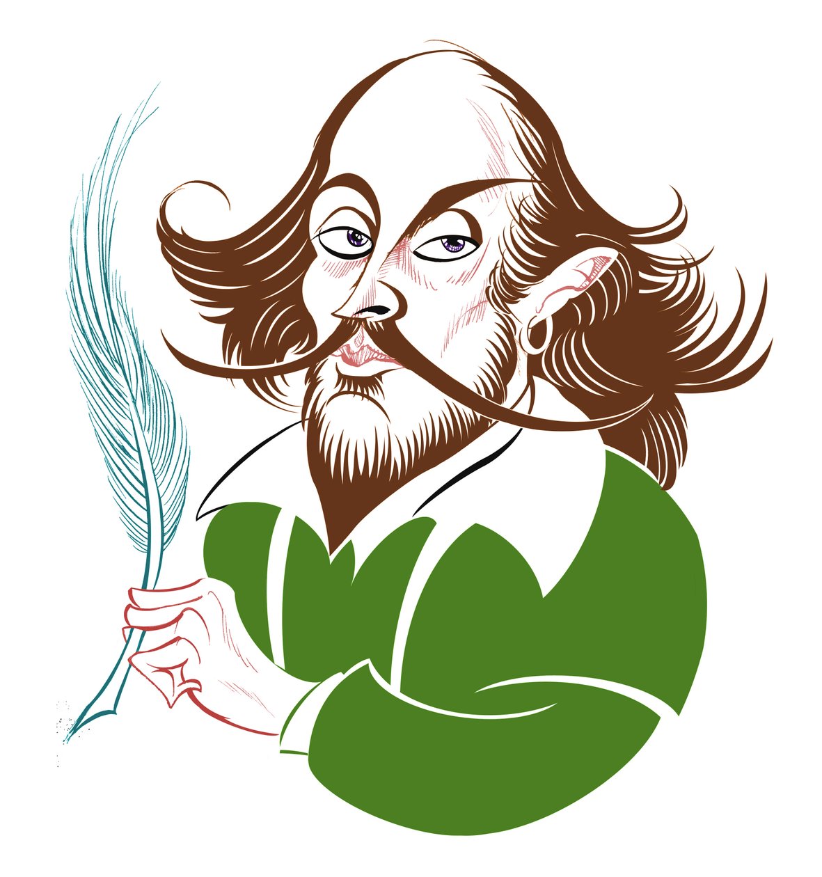 William Shakespeare - karikatur i farver af Neale Osborne