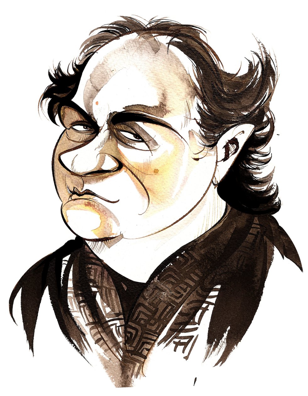 Wolfgang Rihm - farvekarikatur af Neale Osborne