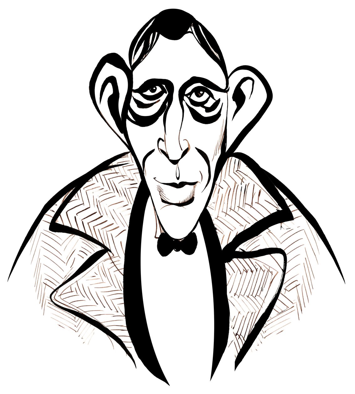 Wystan Hugh Auden - sort/hvid karikatur af Neale Osborne