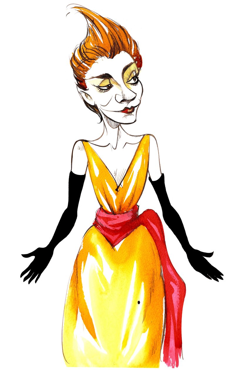 Yvette Guilbert, fransk skuespillerinde og cabaretsangerinde, (1867 - 1944) karikatur af Neale Osborne