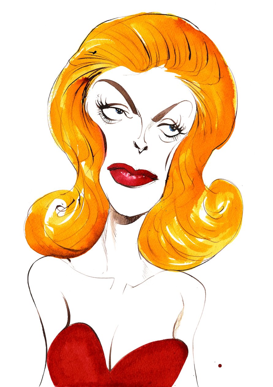 Julie London amerikansk sangerinde og skuespillerinde (1926-2000); farve karikatur, 2015 af Neale Osborne