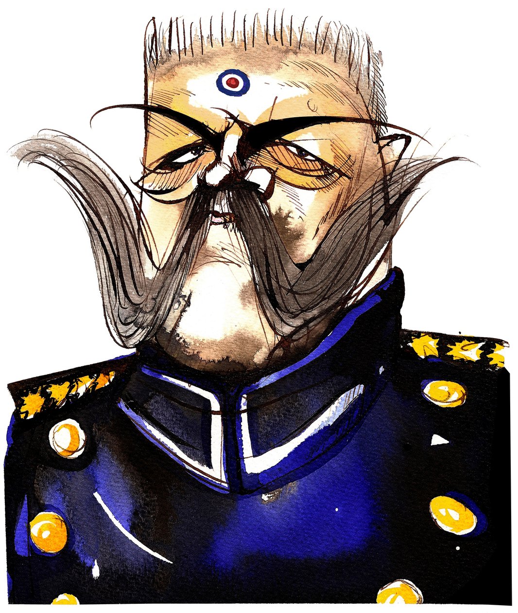 Paul von Hindenburg - Polskfødt, tysk general og præsident (1847-1934); karikatur i farver af Neale Osborne