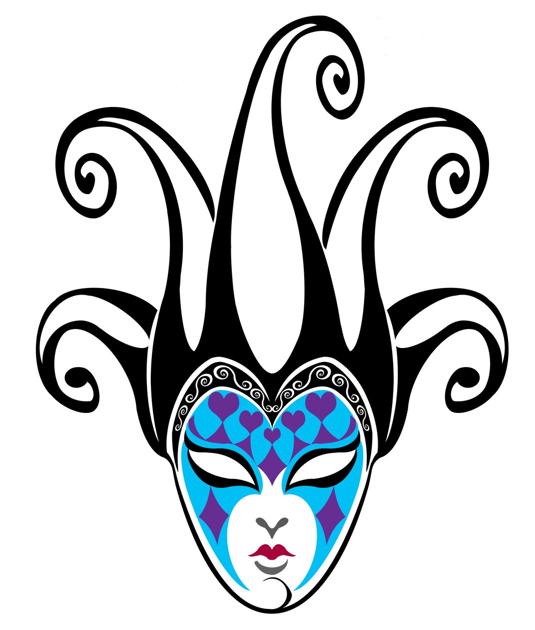 kvindelig Jester-maske, 2023 (digital) af Neale Osborne