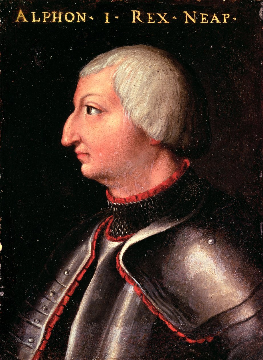 Alfonso V den storsindede, konge af Aragon, (Alfonso I af Napoli og Sicilien) (1396-1458) ca. 1450 (panel) af Neapolitan School