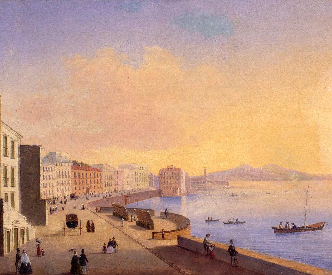 Den gamle Saint Lucia-gade i Napoli af Neapolitan School